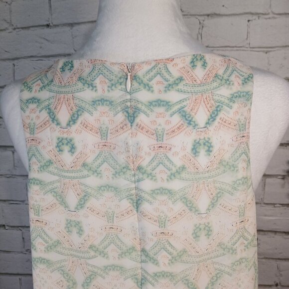 HEART OF CABI MOSAIC PRINT, SHADES OF BLUE AND PINK,  TOP BLOUSE, LINED, SIZE M - Picture 7 of 9